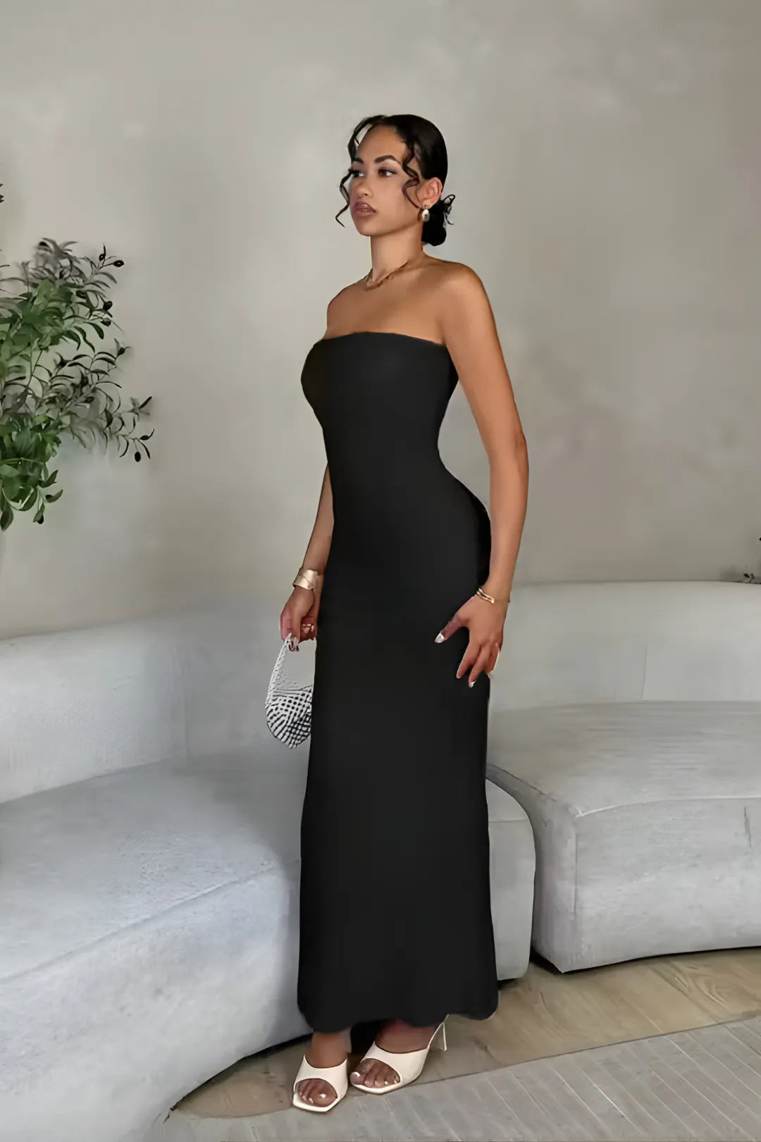 Black Strapless Tube Maxi