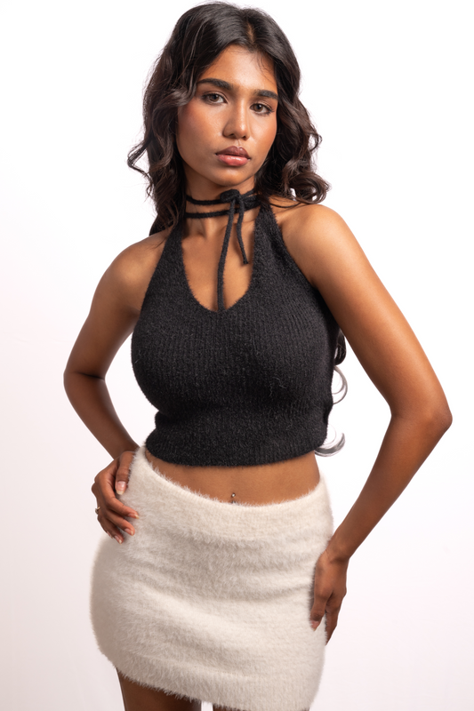 Midnight Fur Crop Top