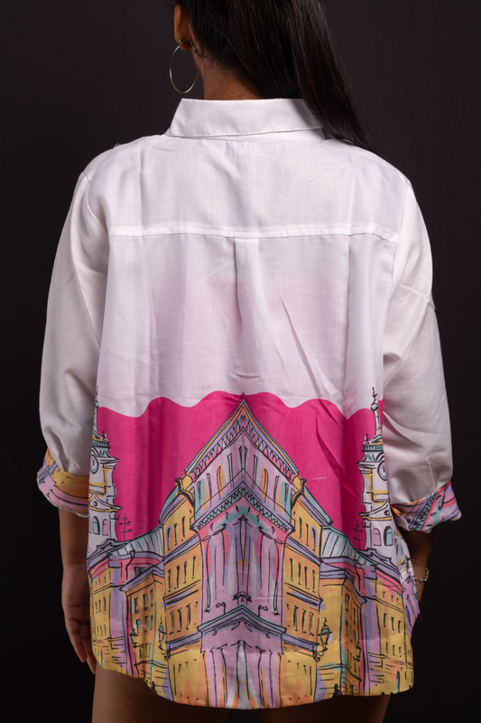 City Scape Pink Printed Shirt