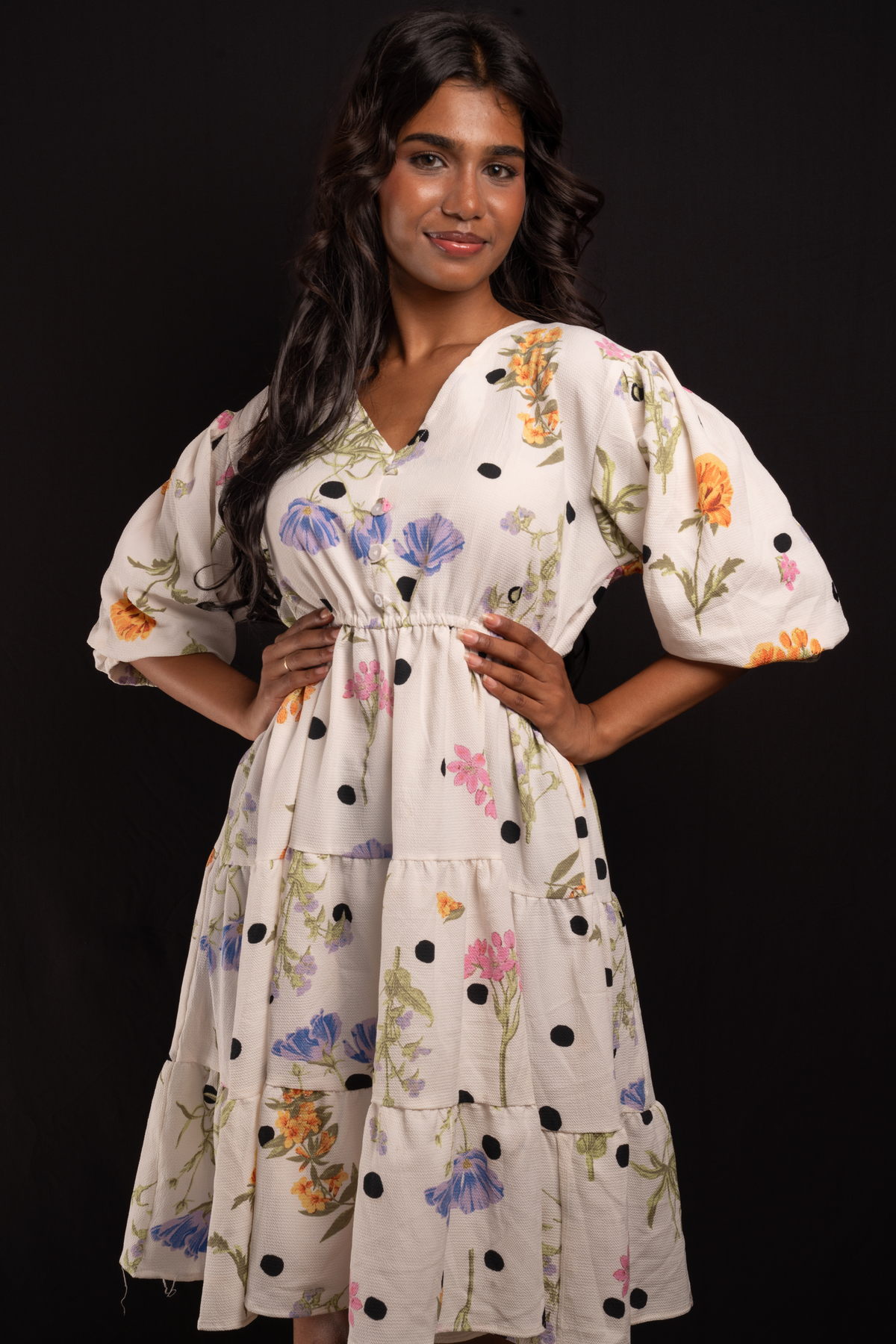 Ivory Floral Polka Frock