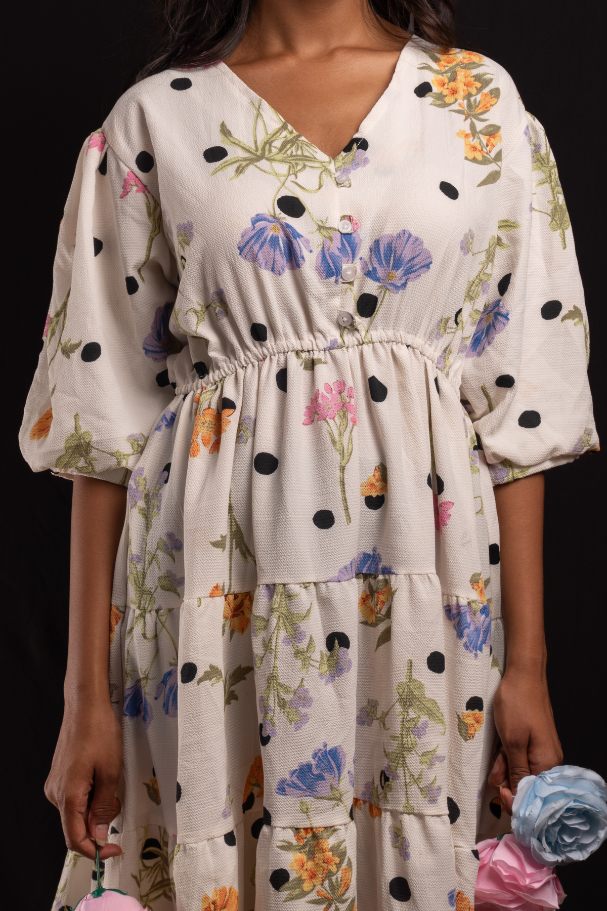 Ivory Floral Polka Frock
