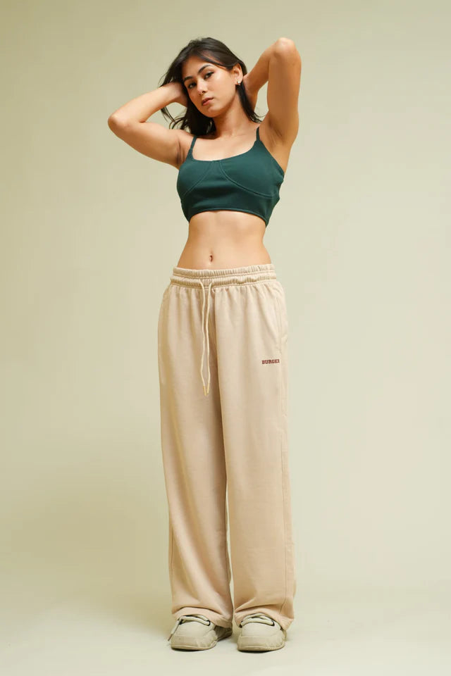 Milky Beige Irish Track Pants(Mid Rise Regular Fit) For Men And Women