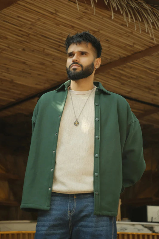 Spring Shacket - Jungle Green