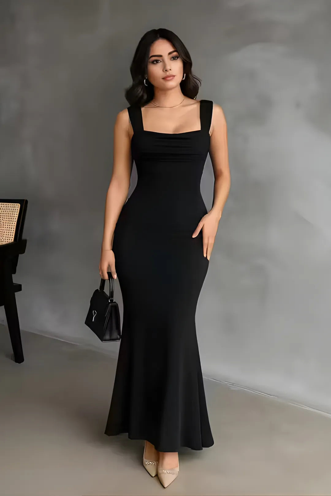 Elegant Black Mermaid Maxi Dress