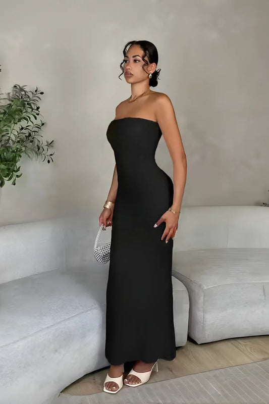 Black Strapless Tube Maxi