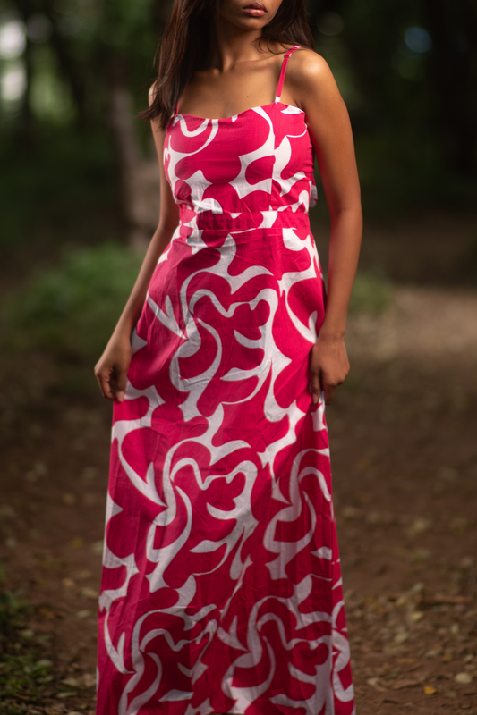 Bow Tie Knot Open Back Magenta Maxi Dress