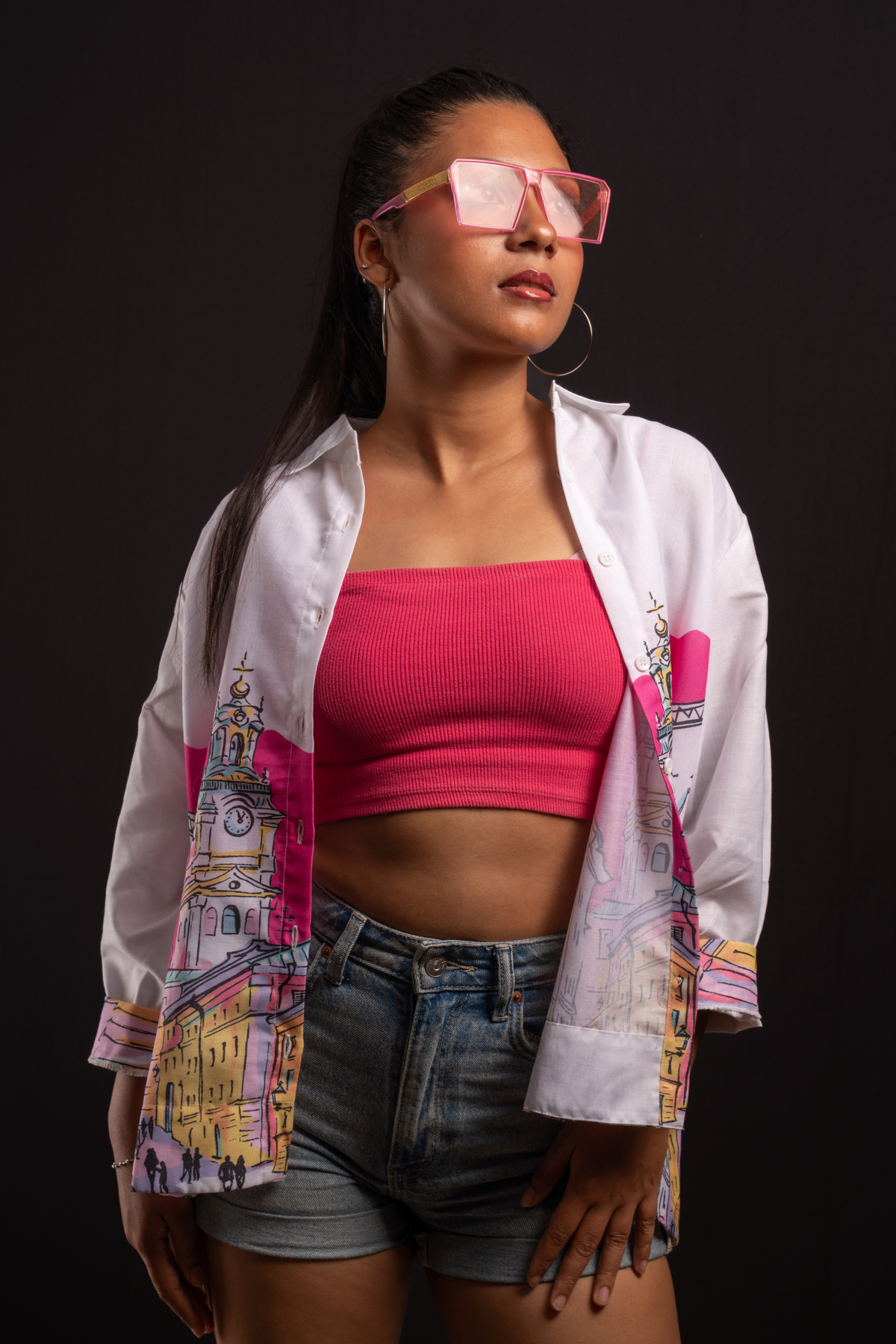 City Scape Pink Printed Shirt