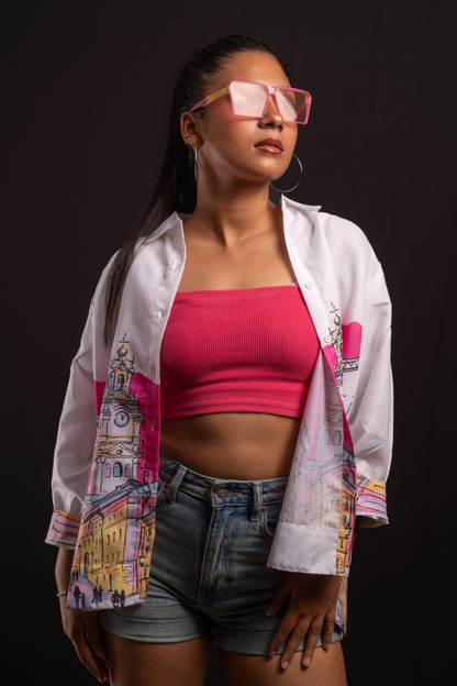 City Scape Pink Printed Shirt