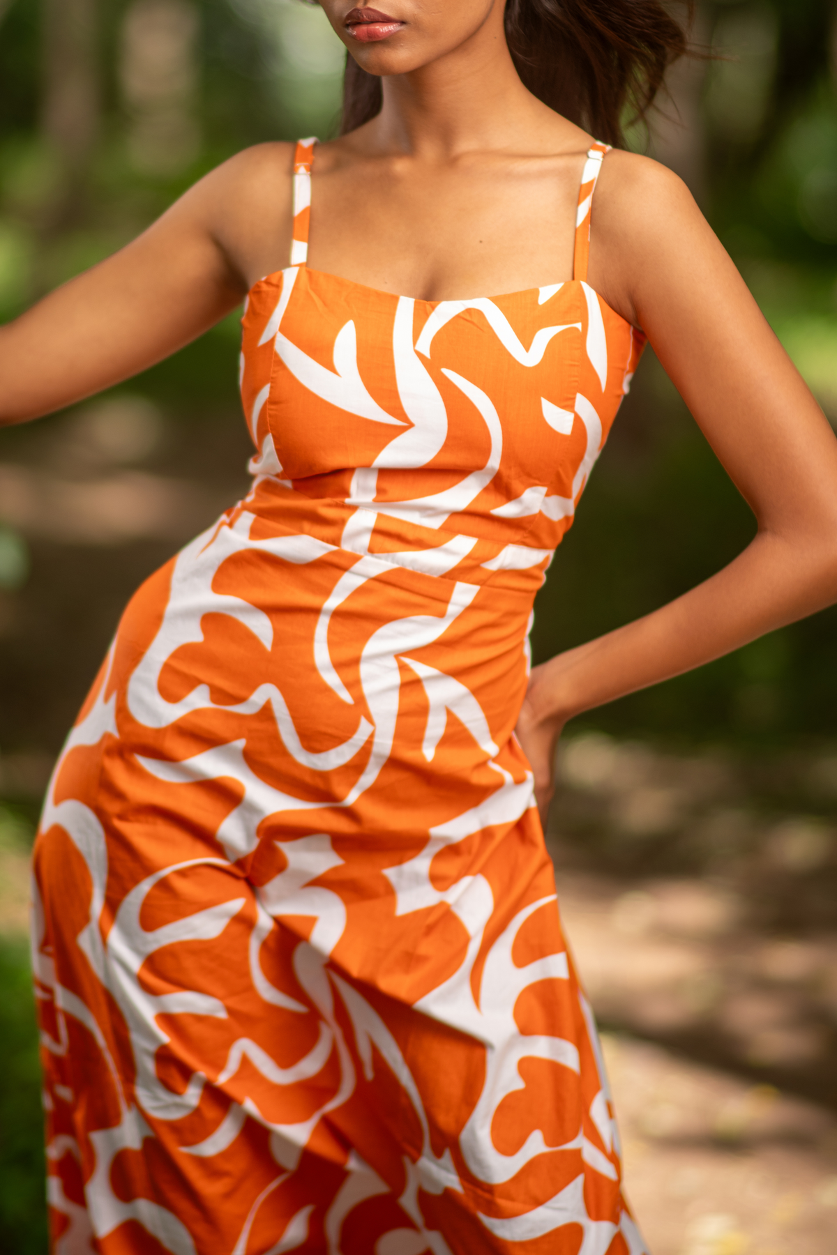 Bow Tie Knot Open Back Tangerine Maxi Dress